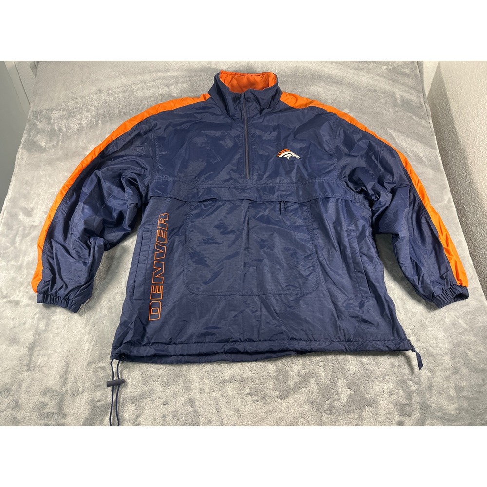 Vintage Logo Athletic Denver Broncos NFL Game Day Half Zip Windbreaker Jacket L‎